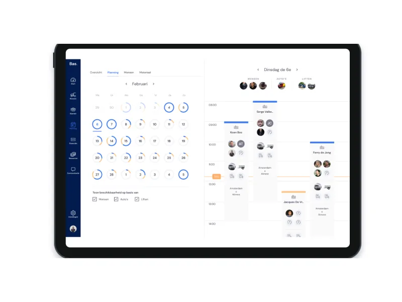 Tableau de planning Bas sur tablette avec calendrier et planning du jour