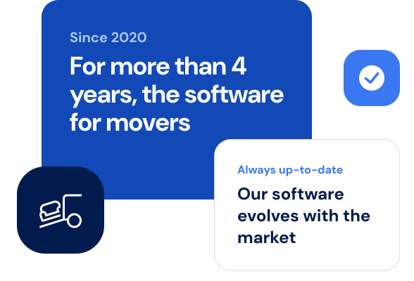 Text block: for more than 4 years, the software for movers