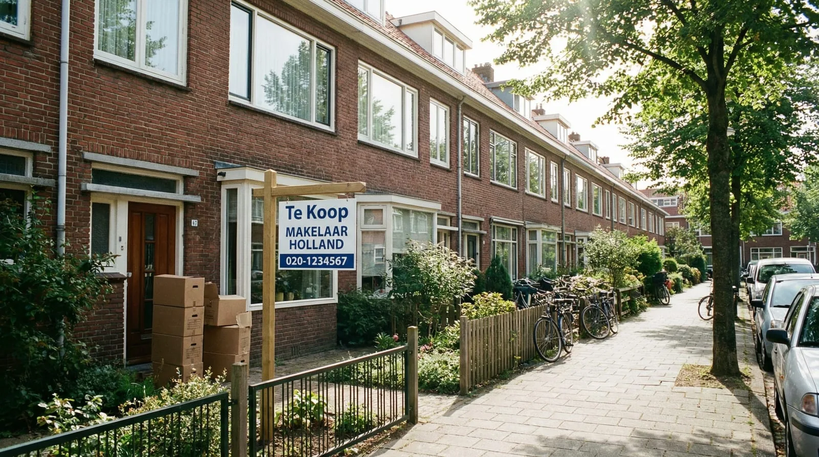 Planner van een verhuisbedrijf vergelijkt verhuissoftware op een laptop op kantoor.