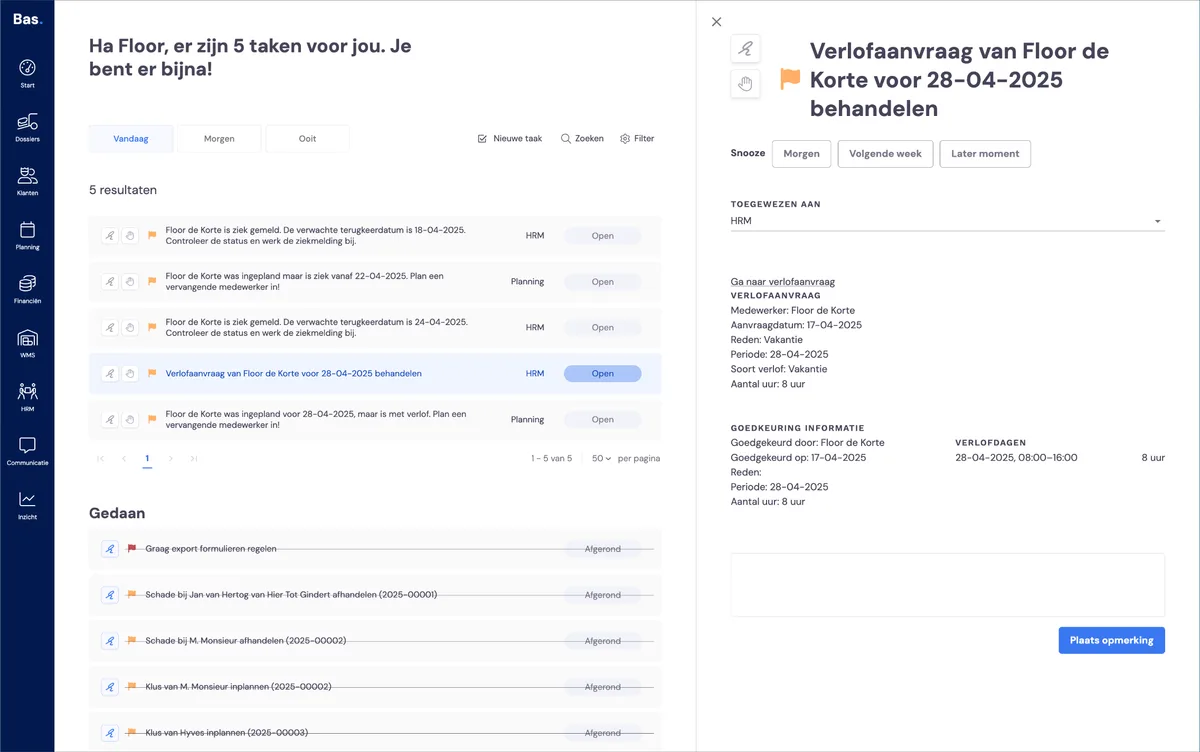 Processing leave requests - by the back office: screenshot 1