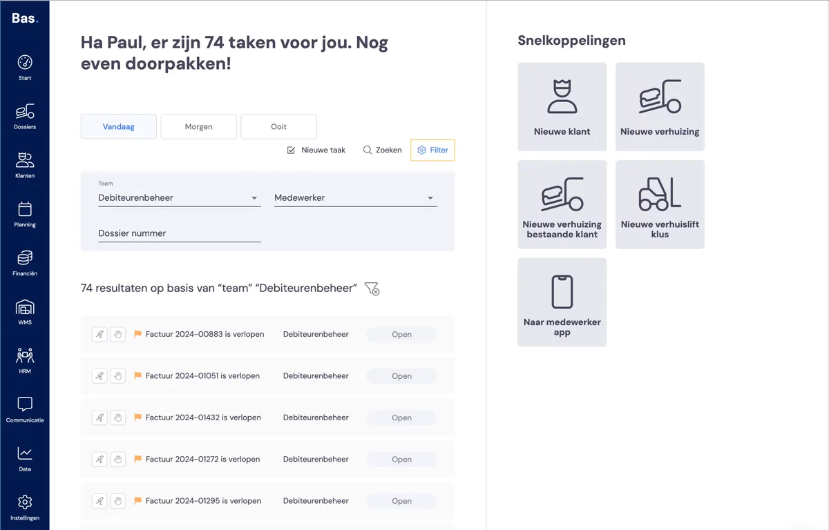 De startpagina: schermafbeelding 1