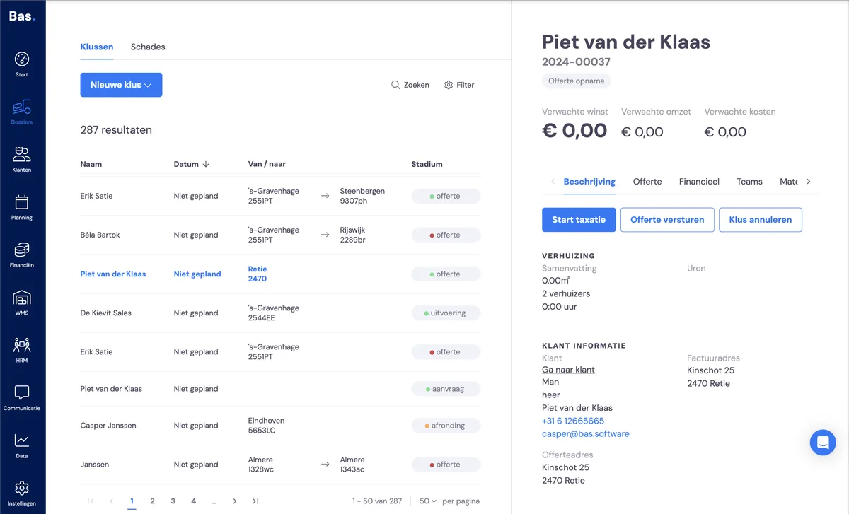 Der Standard-Workflow eines Auftrags: Screenshot 1