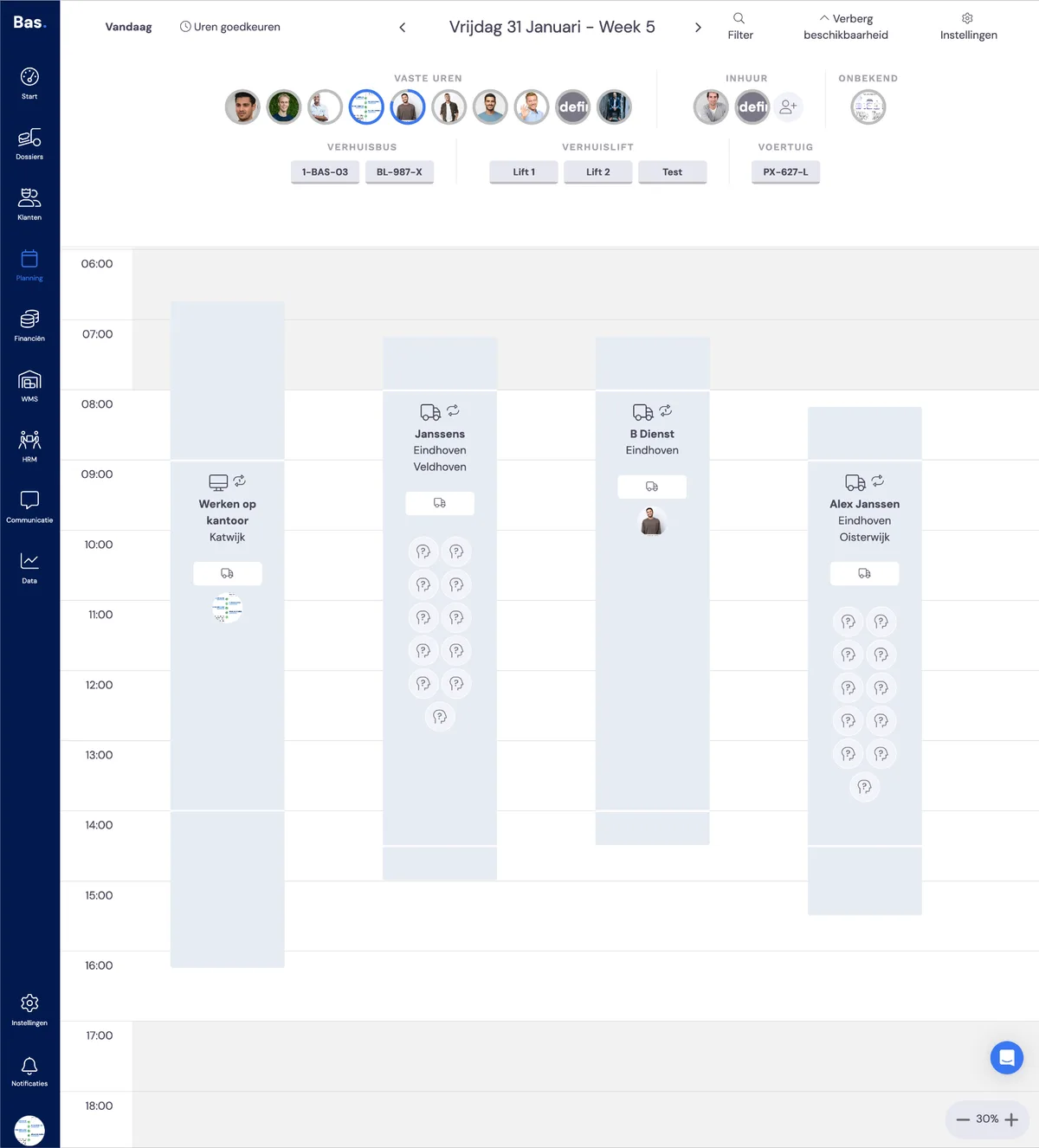 Le tableau de planification et le statut du chantier: capture d'écran 2