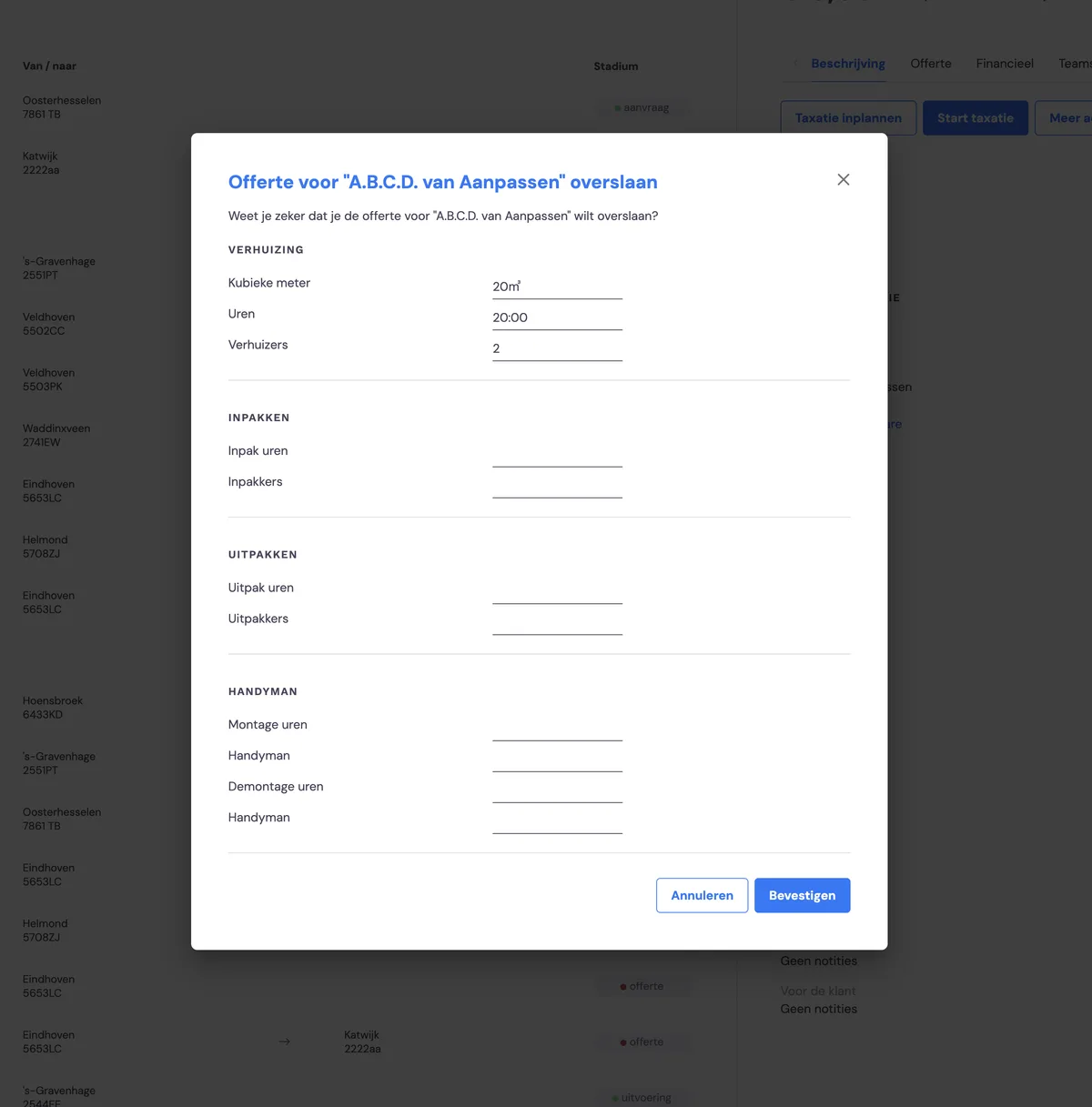 Number of required employees and vehicles: screenshot 2