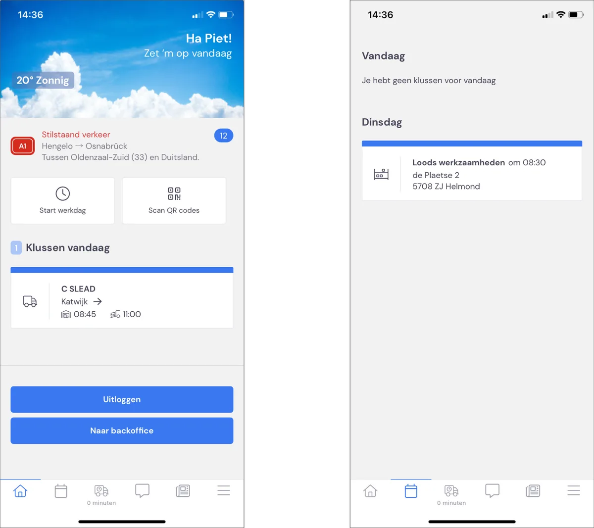 Aufträge ausführen mit der Mitarbeiter-App: Screenshot 1