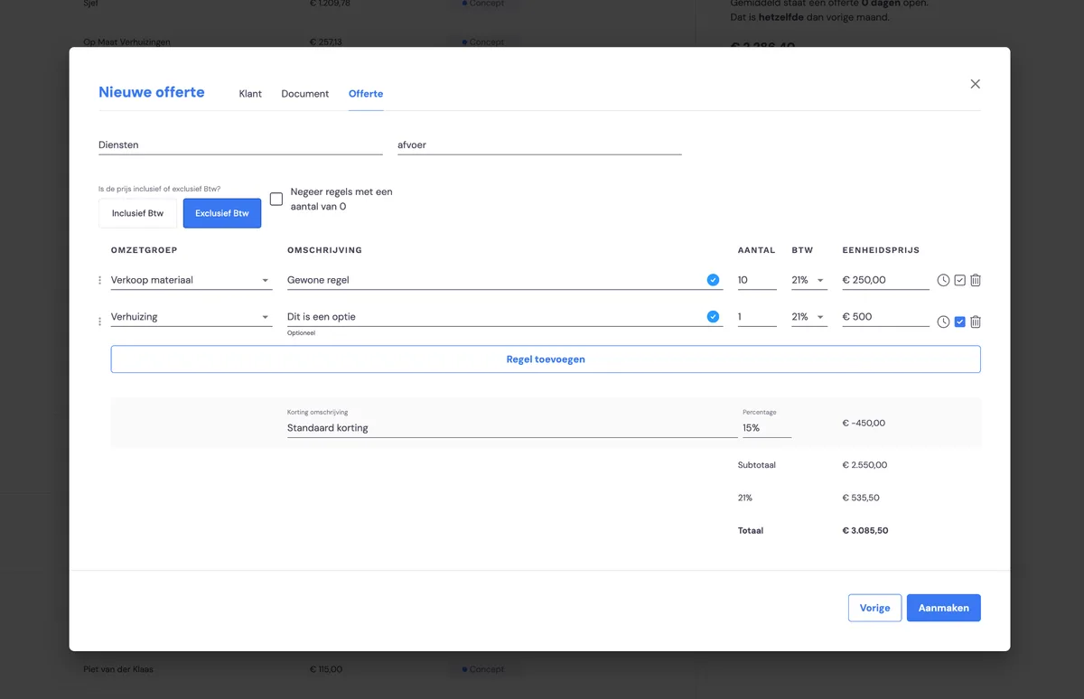 Optionale Positionen in Ihrem Angebot: Screenshot 1