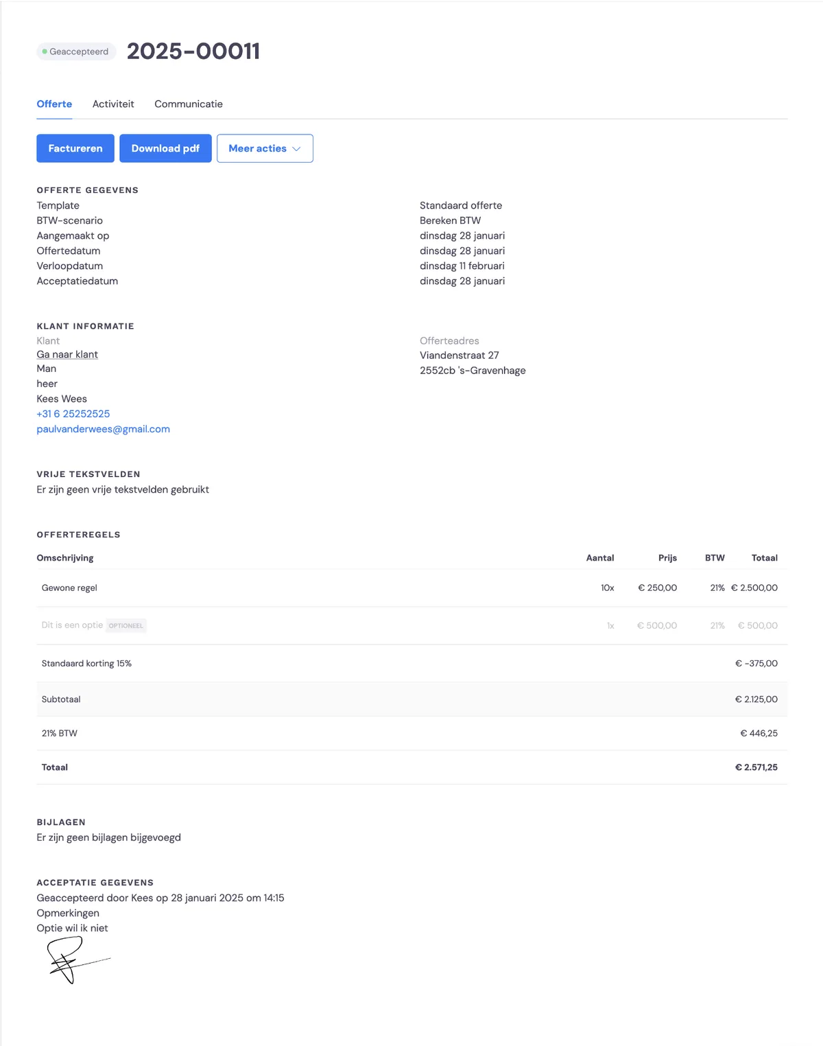 Optionale Positionen in Ihrem Angebot: Screenshot 4