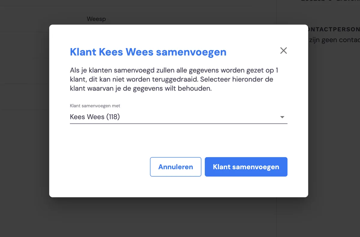 Managing customers: screenshot 4
