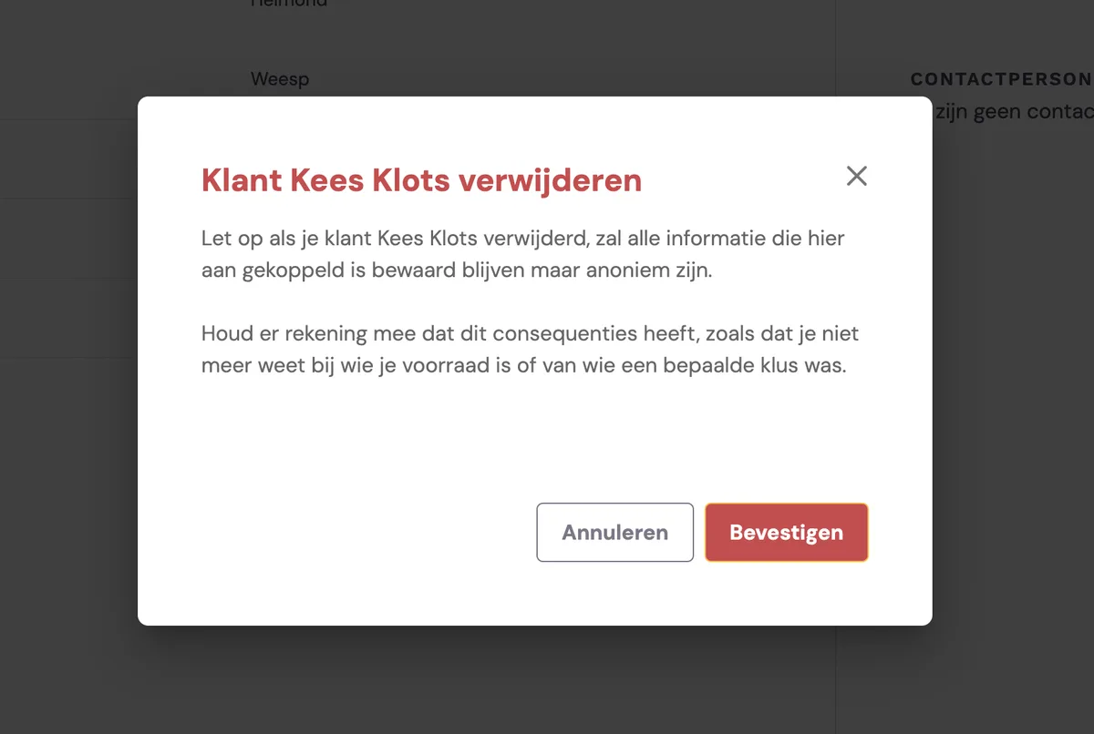 Managing customers: screenshot 5