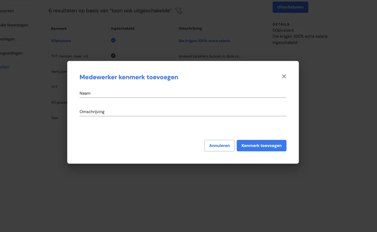 Mitarbeiter und Merkmale: Screenshot 2