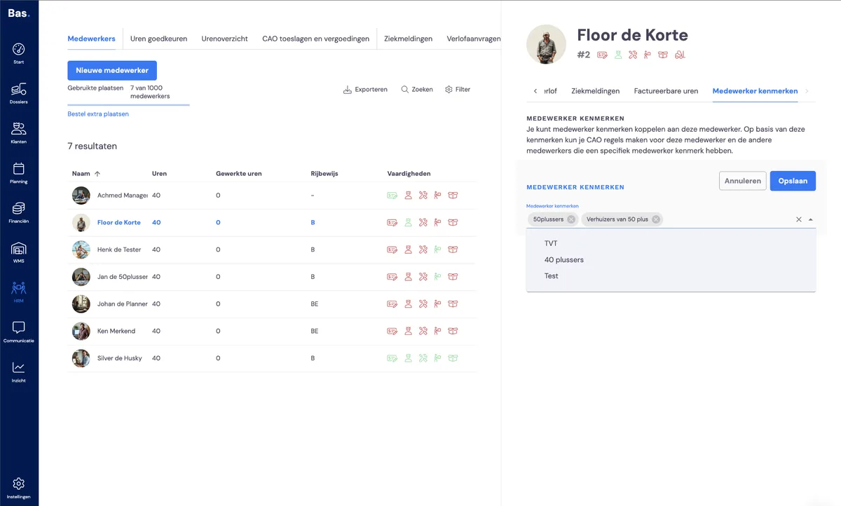 Mitarbeiter und Merkmale: Screenshot 3