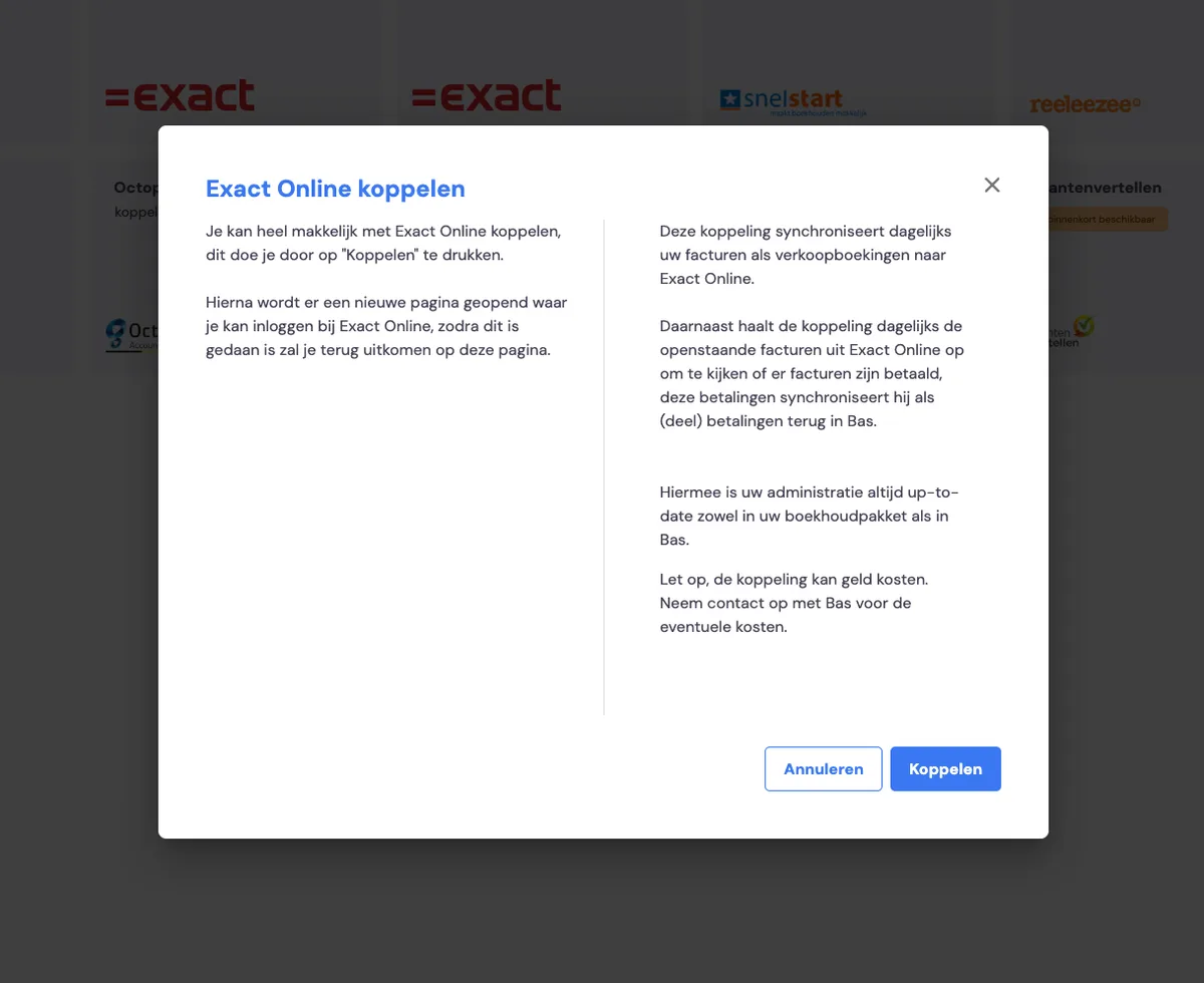 Die Exact Online Integration selbst einrichten: Screenshot 2