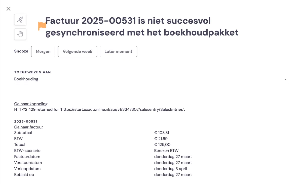 Werken met de Exact Koppeling op dagelijkse basis: schermafbeelding 4