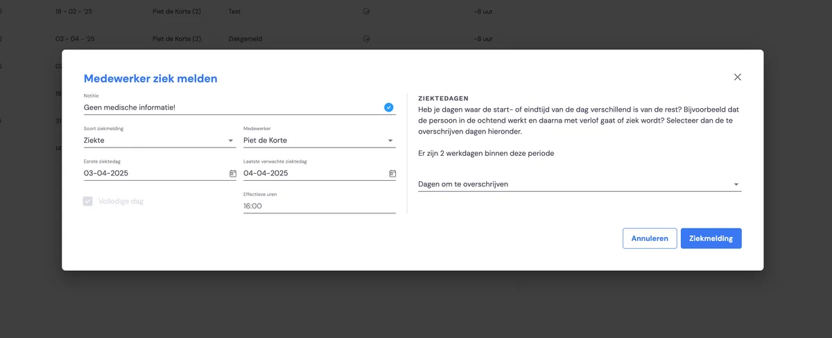 Reporting sick, surveys and much more - update April 2025: screenshot 2