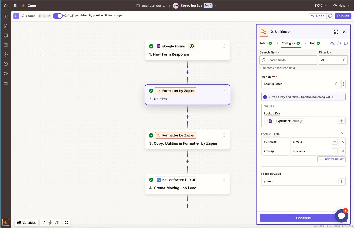 Website mit Zapier verbinden: Screenshot 11