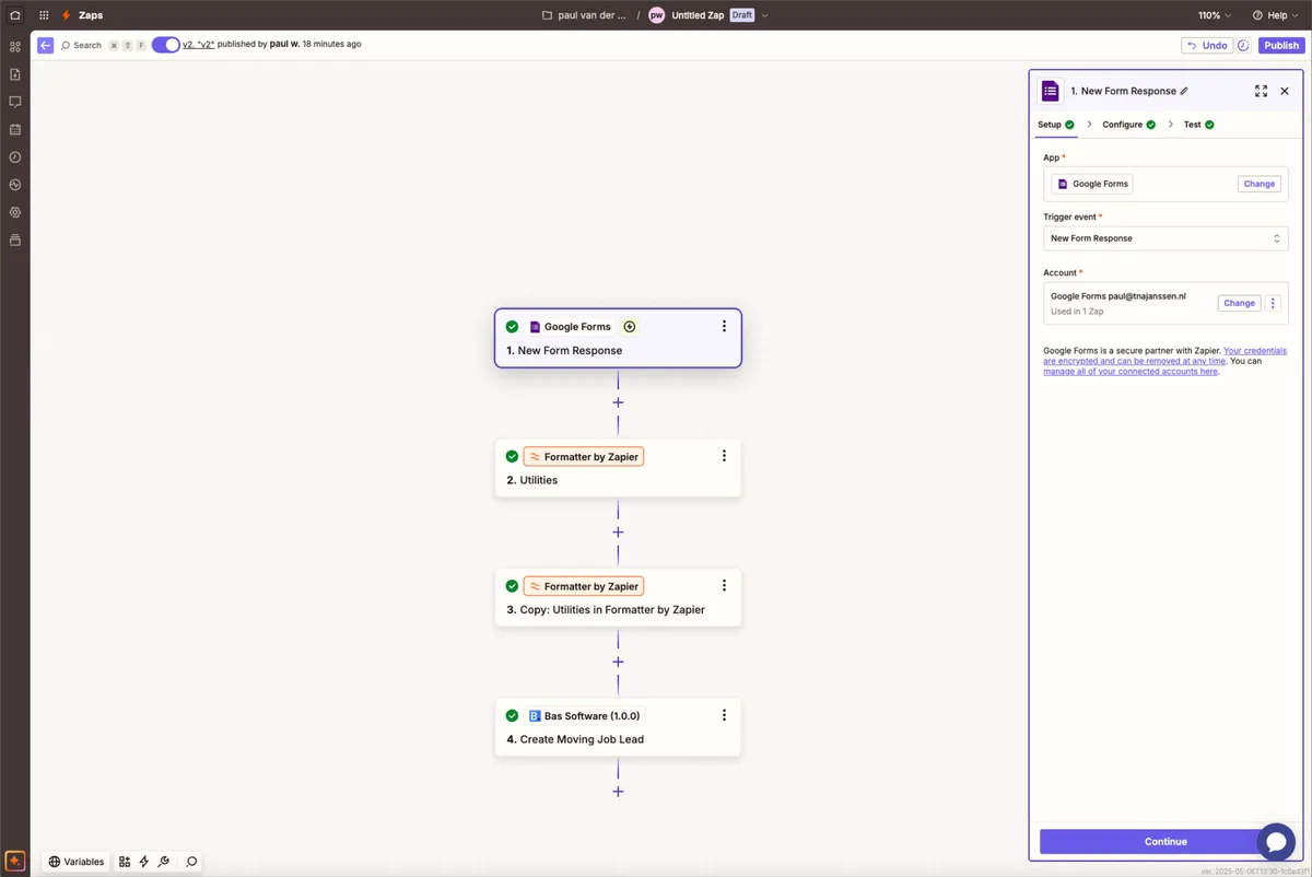 Website mit Zapier verbinden: Screenshot 7