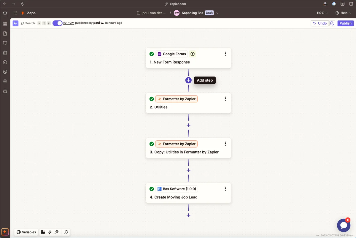 Website mit Zapier verbinden: Screenshot 9