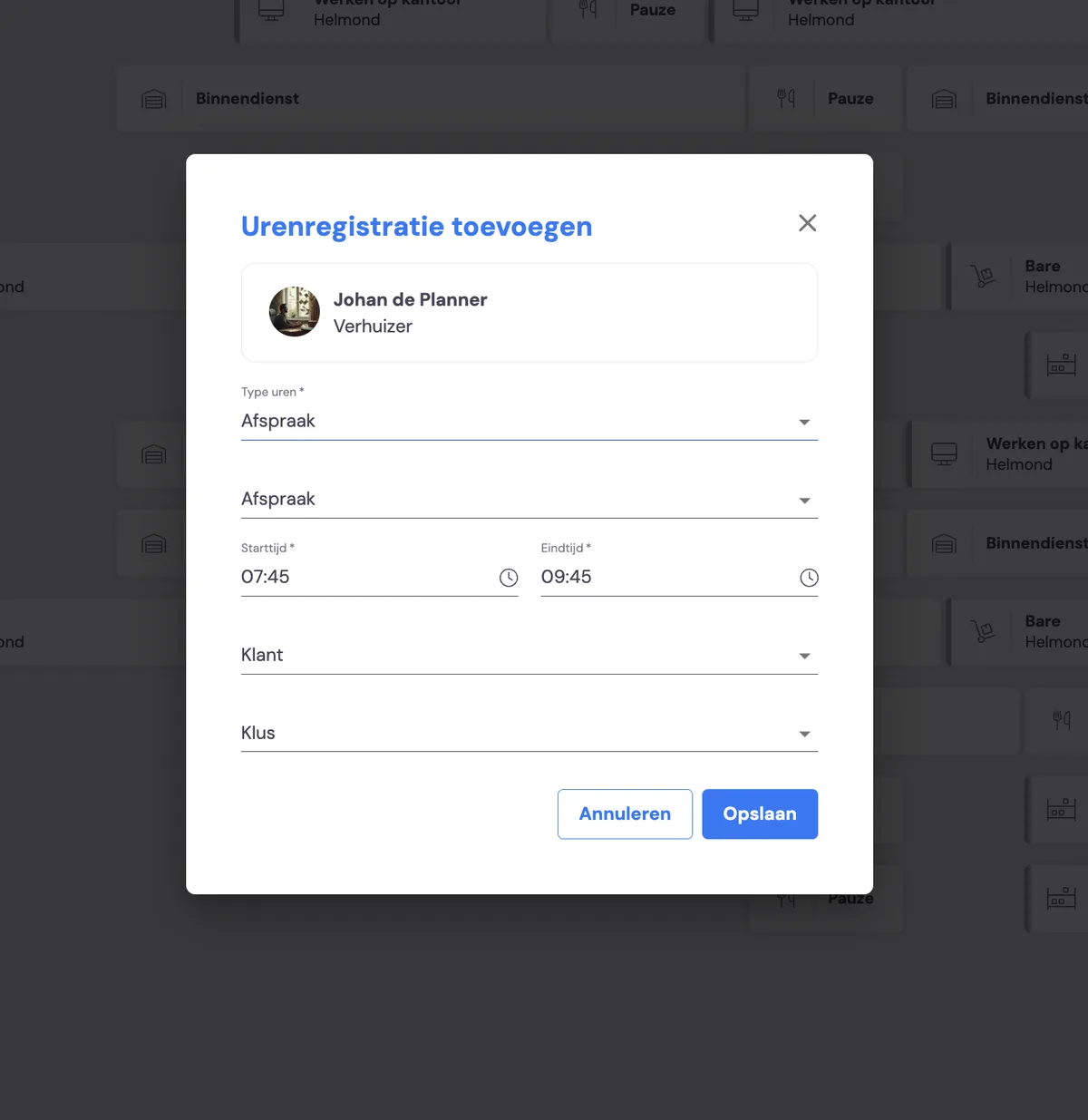 De nieuwe urenregistratie: schermafbeelding 4
