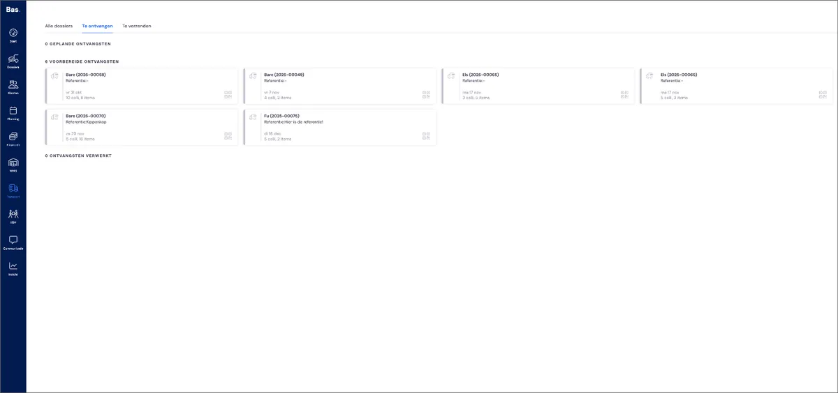 Registrierung von Lieferungen durch den Lagermitarbeiter: Screenshot 1