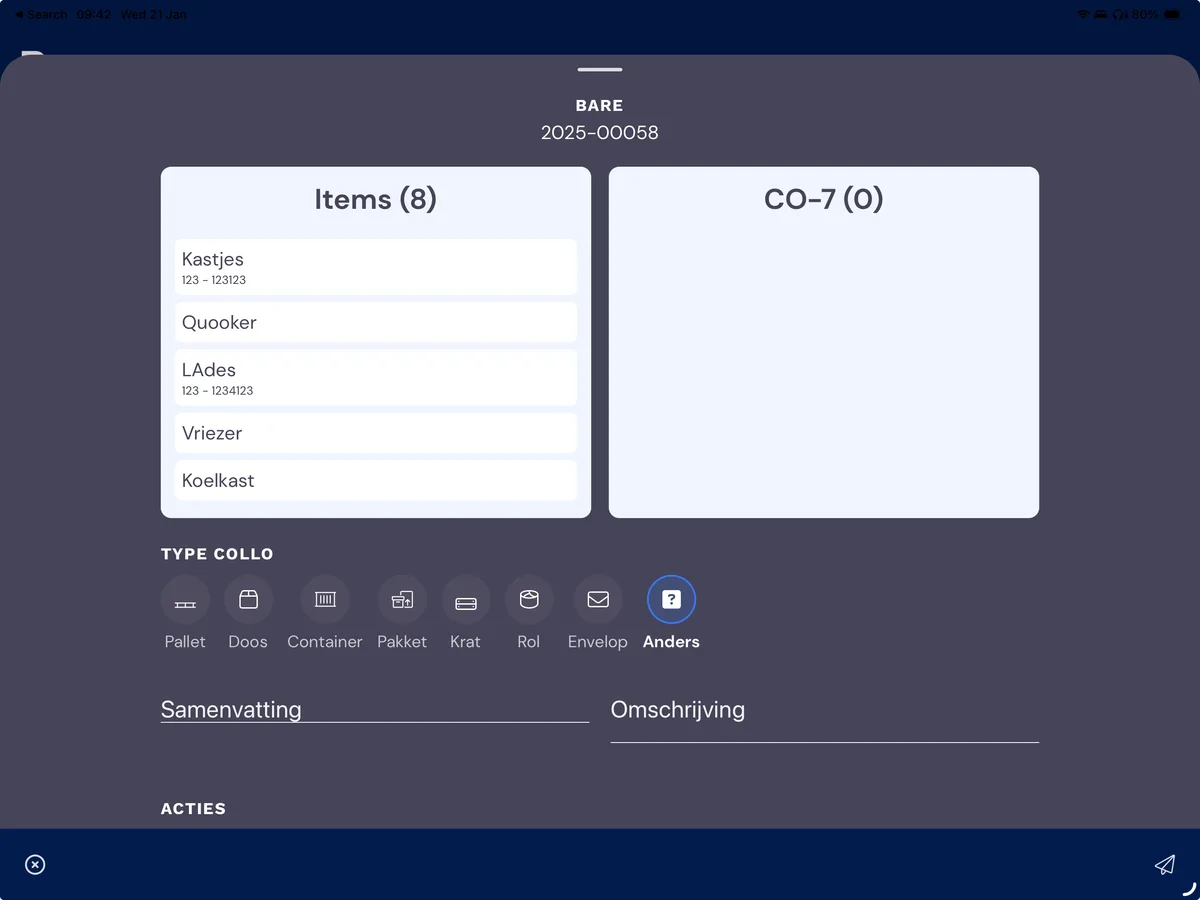 Registrierung von Lieferungen durch den Lagermitarbeiter: Screenshot 5