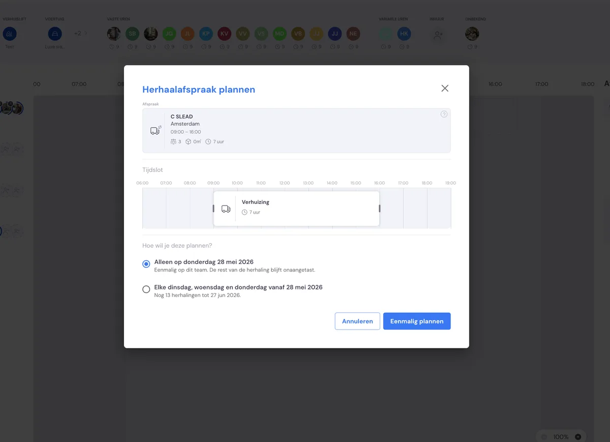 Wiederkehrende Termine in der neuen Planung: Screenshot 1