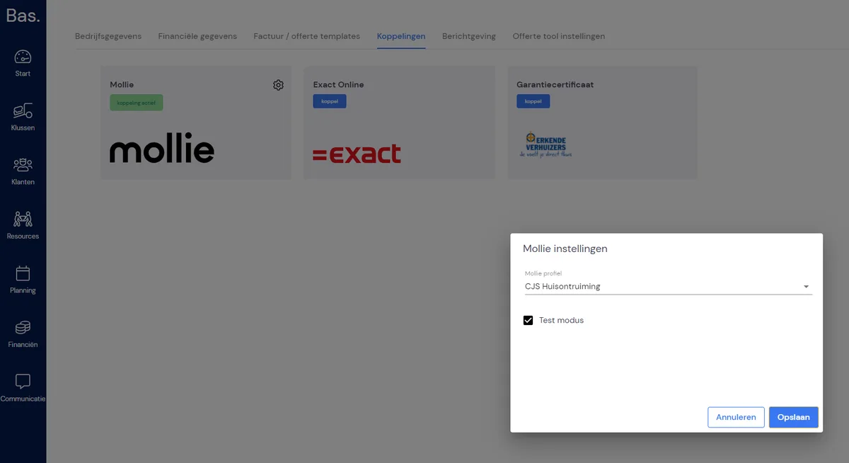 Mollie-Integration: Screenshot 1