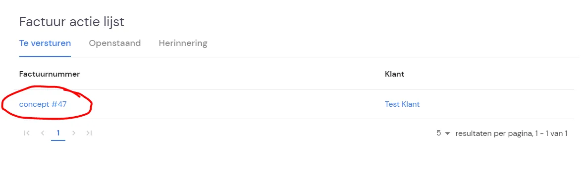Creating an invoice: screenshot 1
