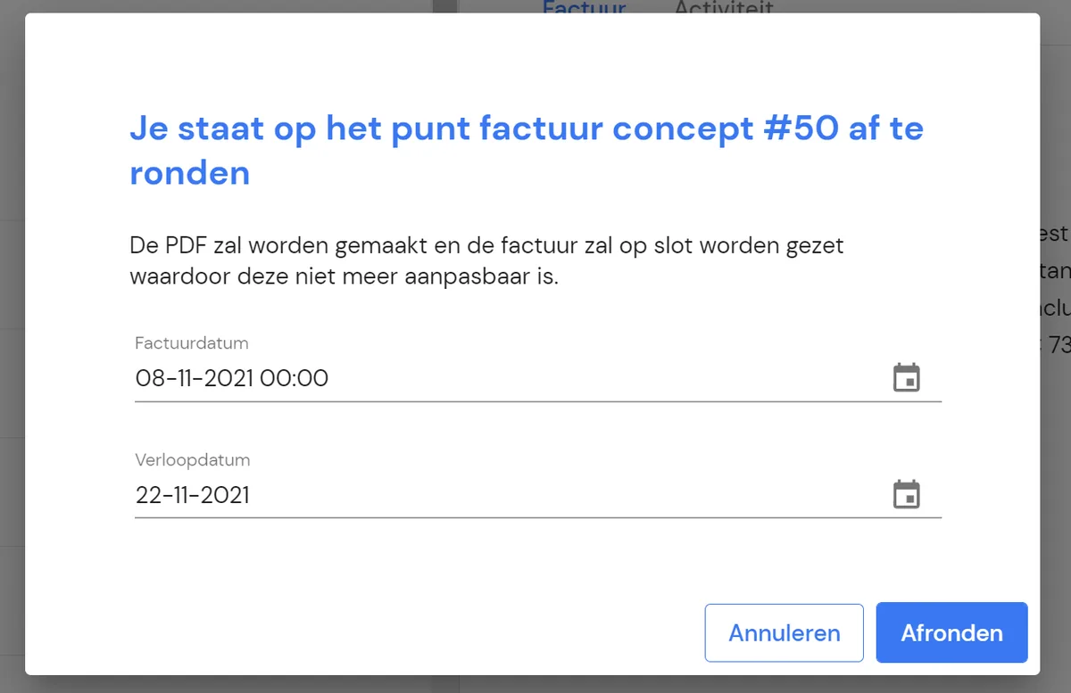 Creating an invoice: screenshot 4