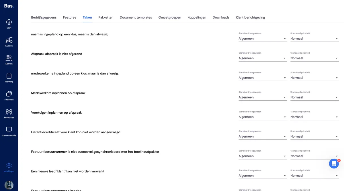 Taken op de startpagina instellen: schermafbeelding 1
