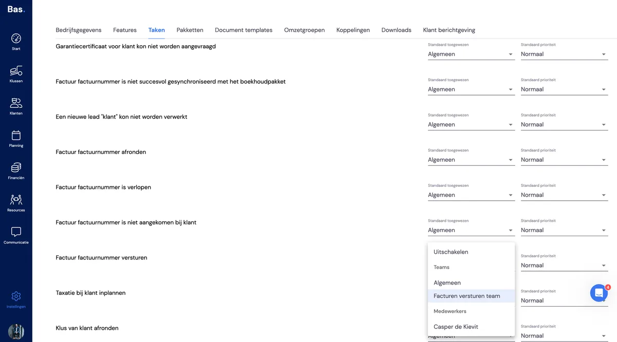 Taken op de startpagina instellen: schermafbeelding 5