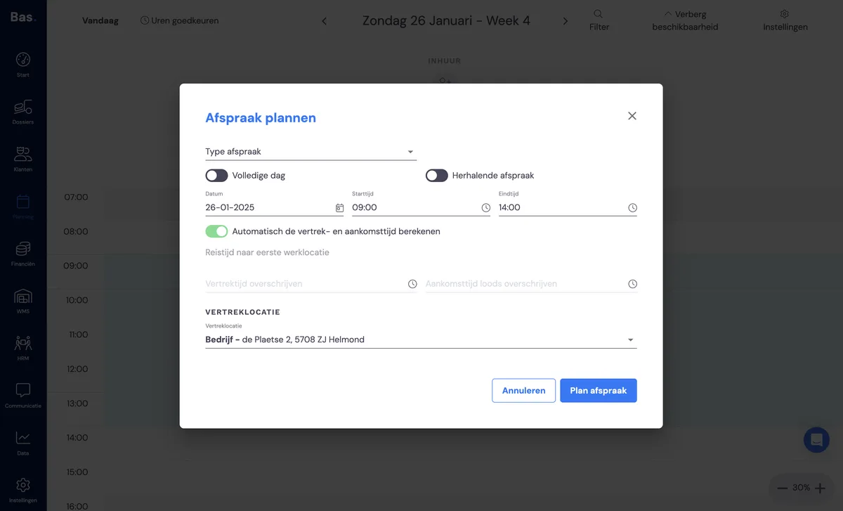 Einzelnen Termin einplanen (ohne Auftrag): Screenshot 1