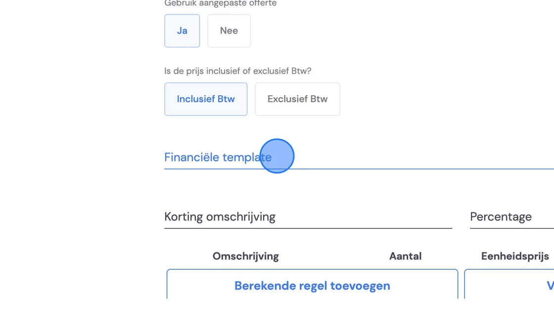 Screenshot of: Choose the pre-set quote here.