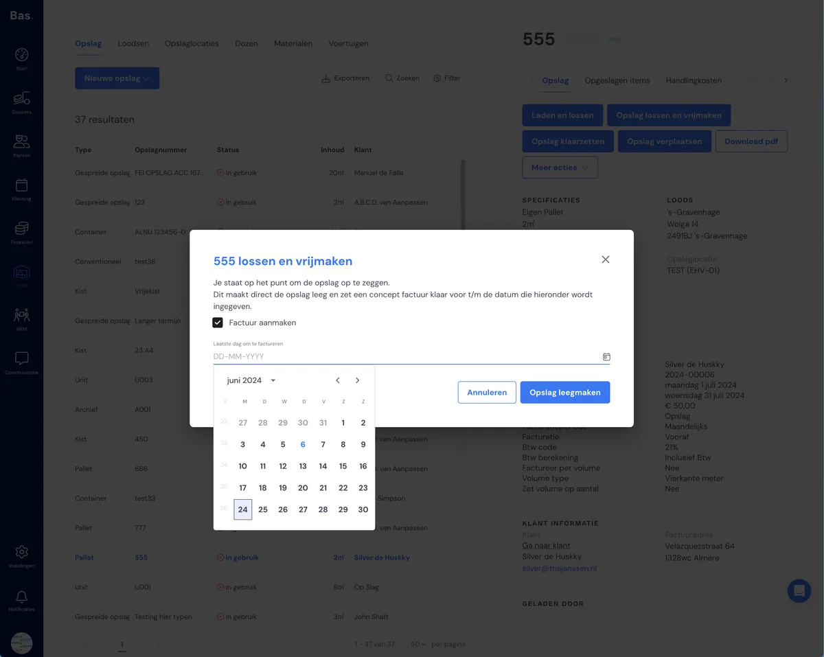 Pflege der Lagerung (über das Backoffice): Screenshot 4