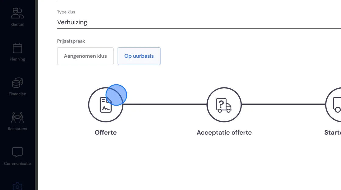 Screenshot of: Create a quote here with your hourly rates. If you don't want to create a quote, you can quickly move on here. Just choose a quote template.