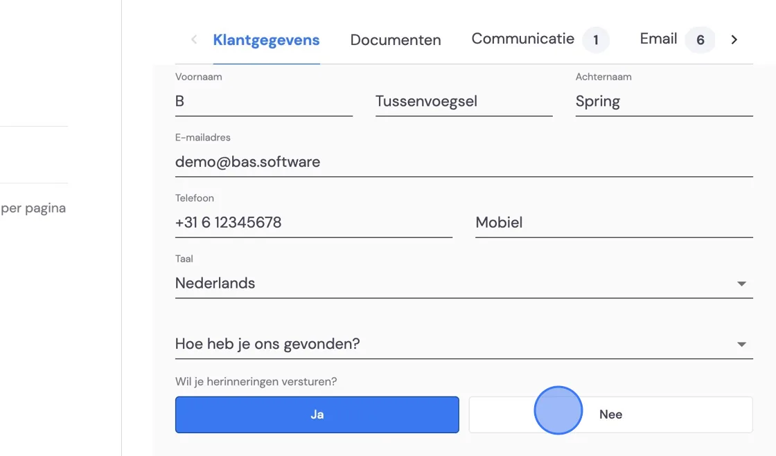 Screenshot of: Click