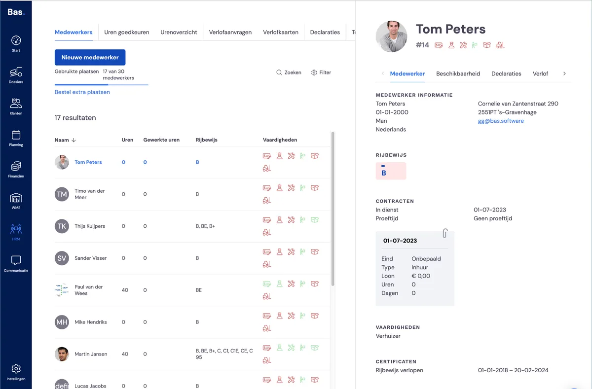 Mitarbeiter erfassen: Screenshot 1
