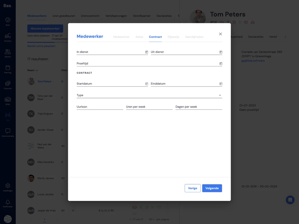 Mitarbeiter erfassen: Screenshot 2