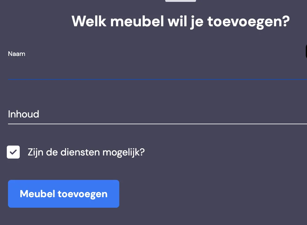 Volumenliste Möbel und manuelles Anlegen von Möbeln: Screenshot 4
