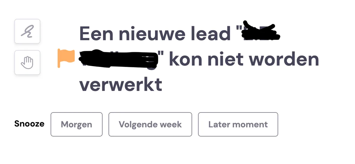 Mislukte lead generatie: schermafbeelding 1