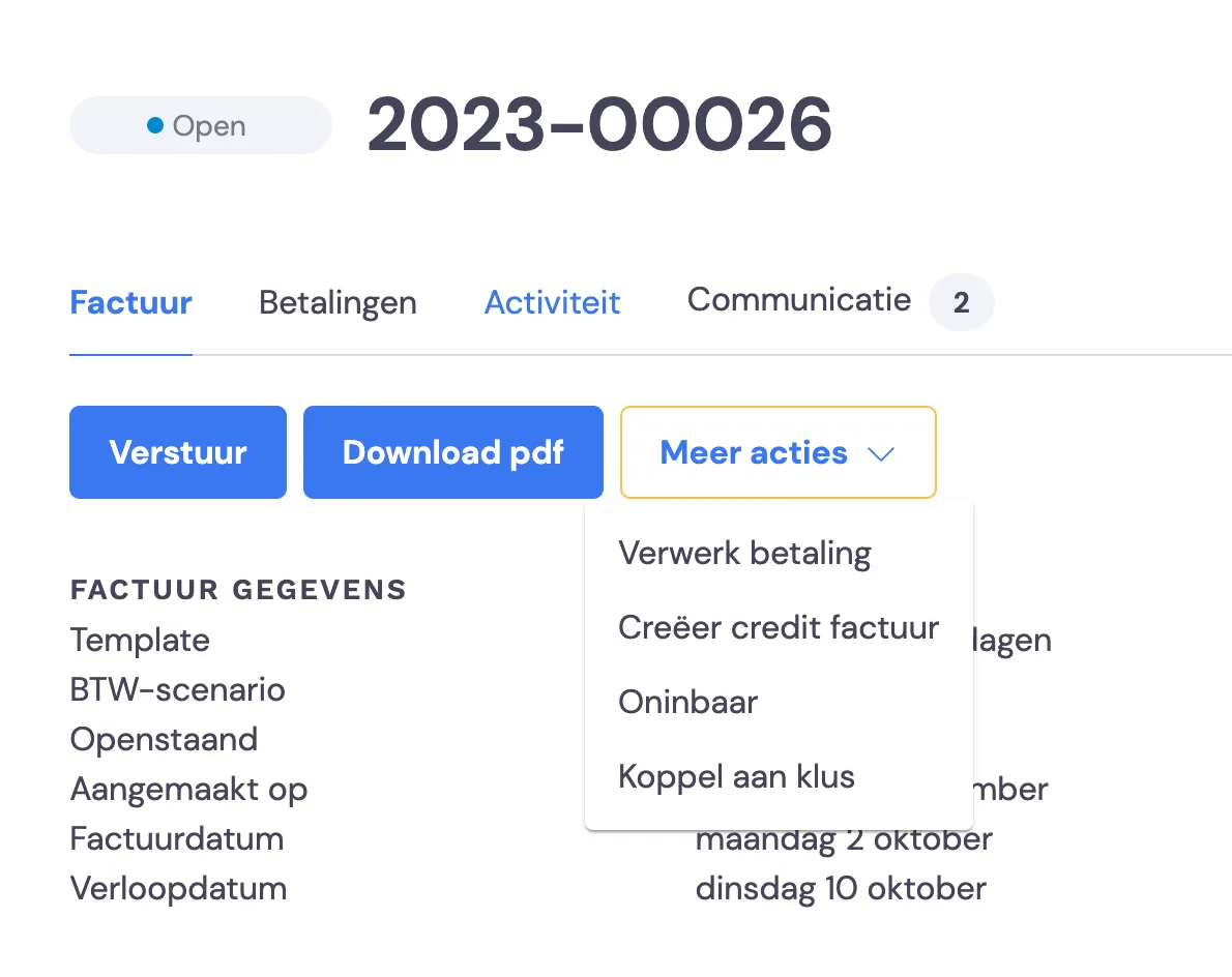 Invoice status: screenshot 2