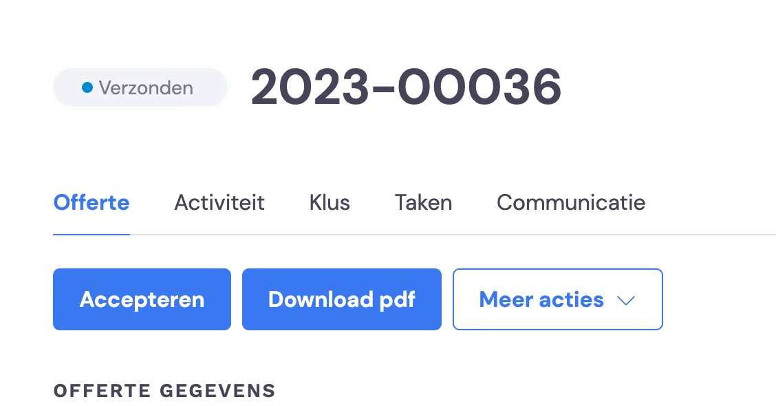 Status van Offerte: schermafbeelding 3