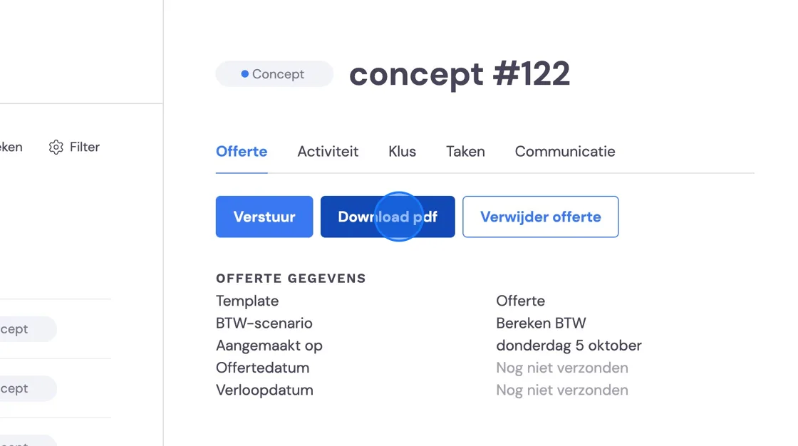 Capture d'écran : cliquez sur