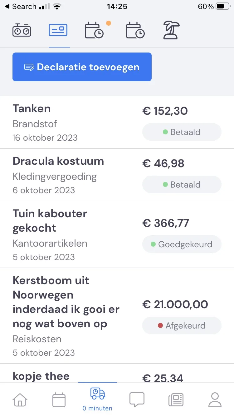 Spesenabrechnung durch Mitarbeiter beantragen: Screenshot 1