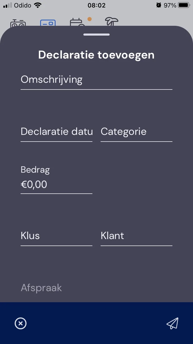 Spesenabrechnung durch Mitarbeiter beantragen: Screenshot 2