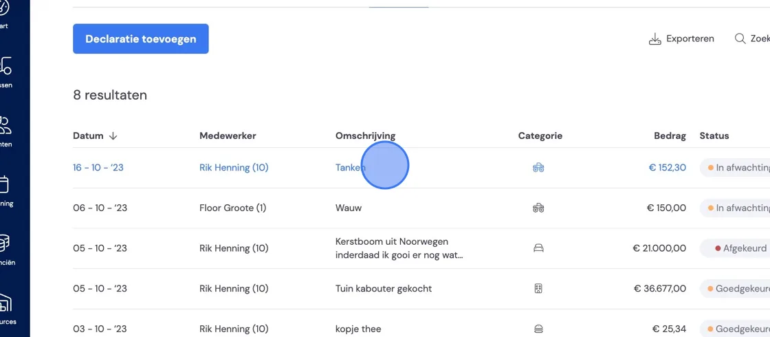 Spesenabrechnung eines Mitarbeiters verarbeiten: Screenshot 3