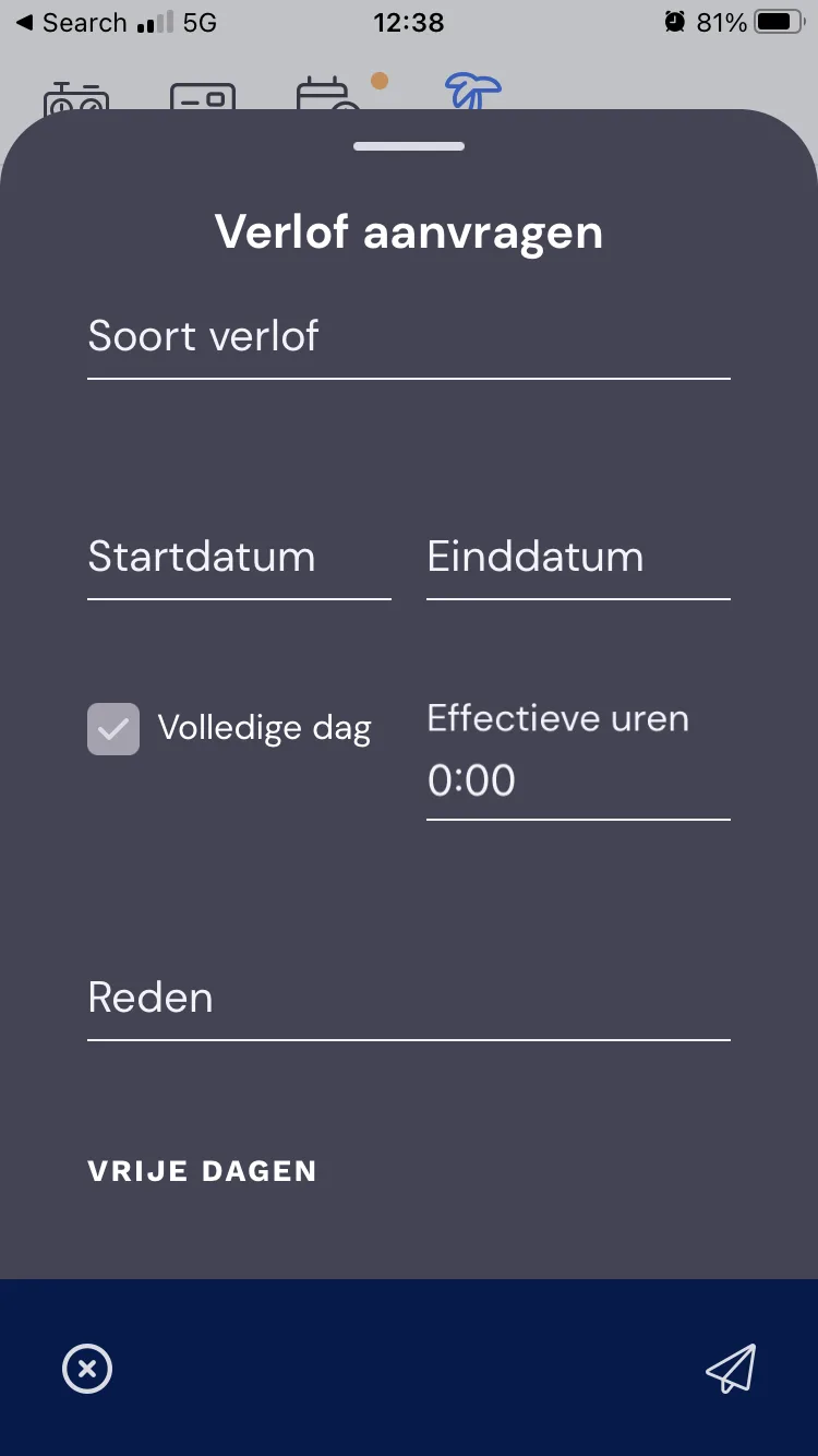 Requesting leave - by the employee: screenshot 2