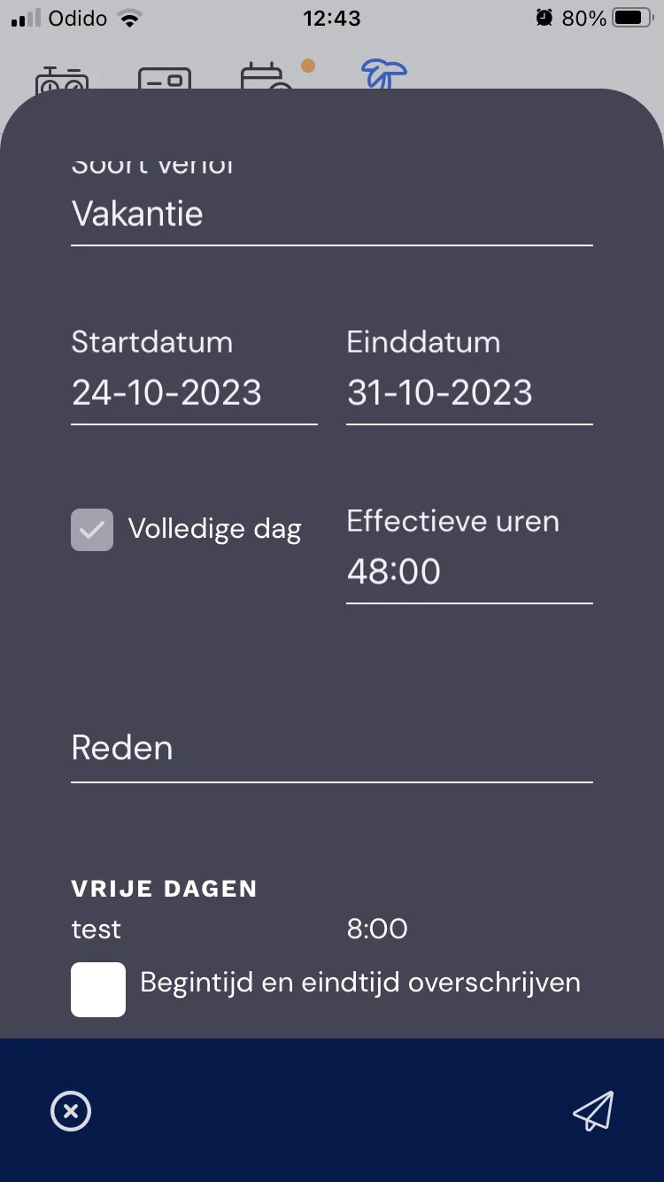 Requesting leave - by the employee: screenshot 3