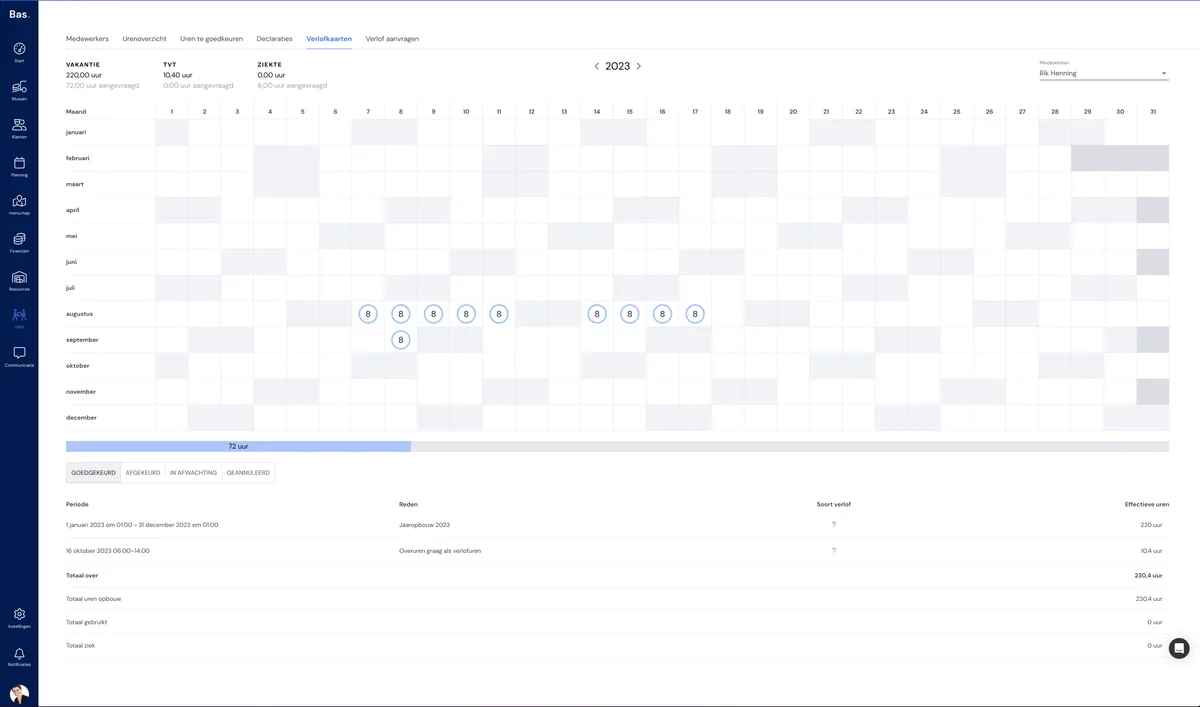 Getting started with leave 2 - enter leave days via the leave card: screenshot 1