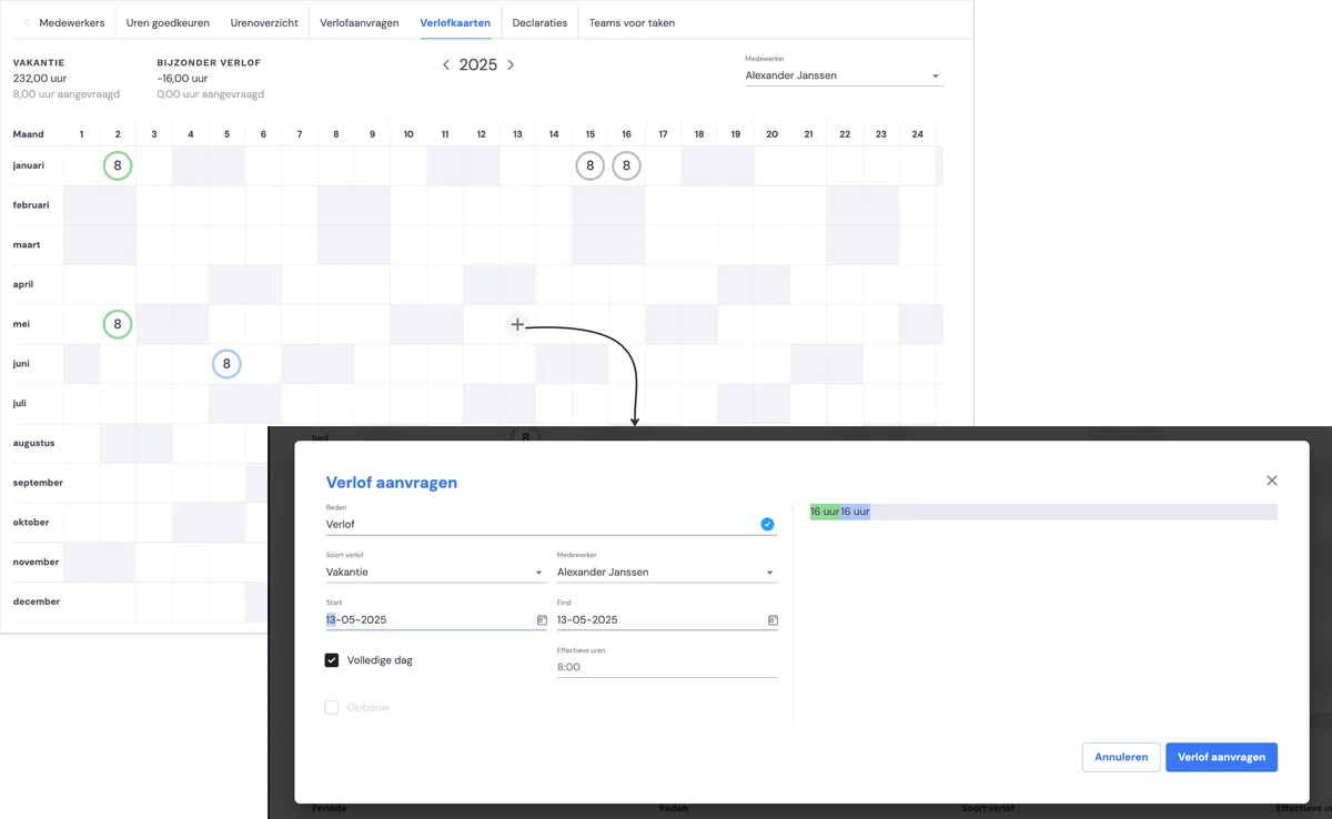 Getting started with leave 2 - enter leave days via the leave card: screenshot 2