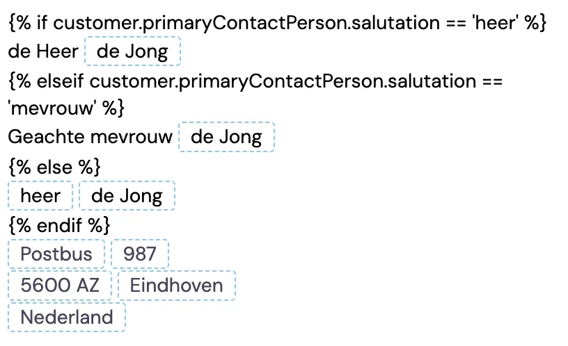 Adjusting the salutation in Bas: screenshot 2